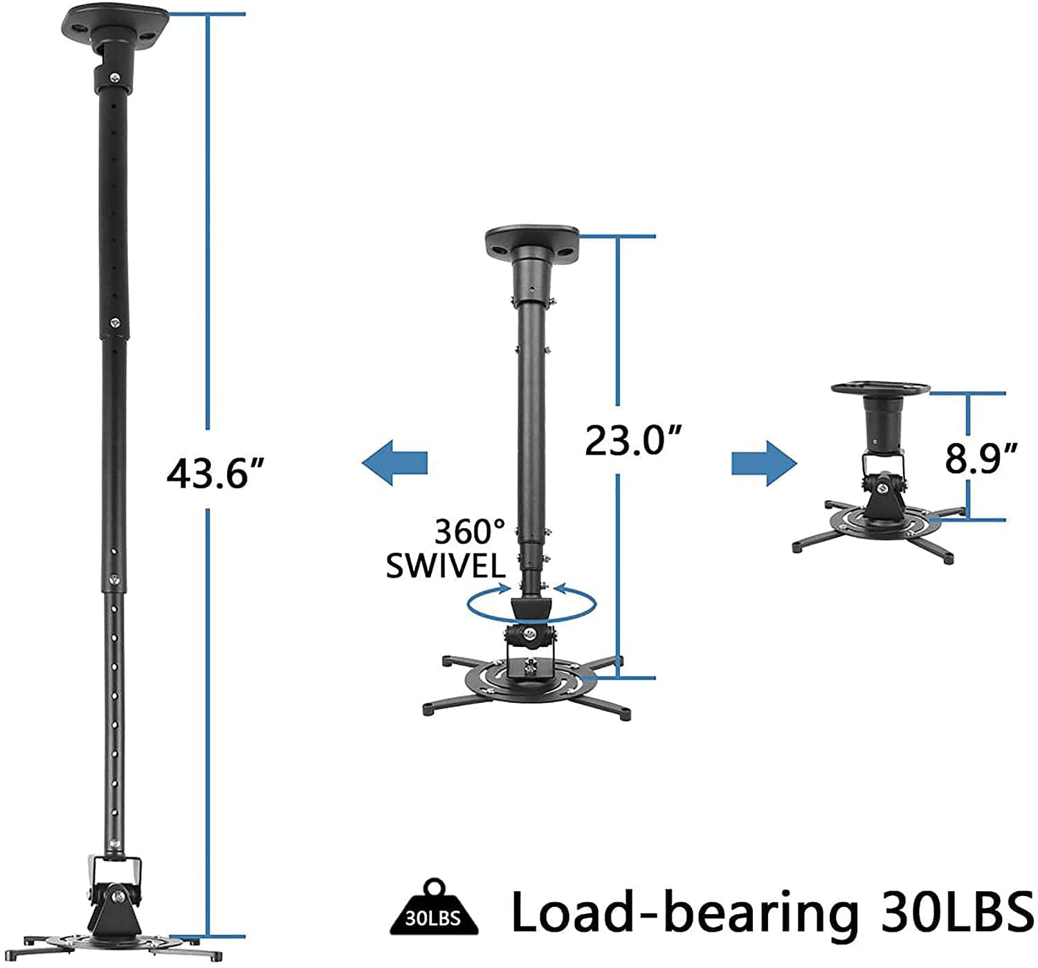 Universal Ceiling Projector Mount with Extendable Arm